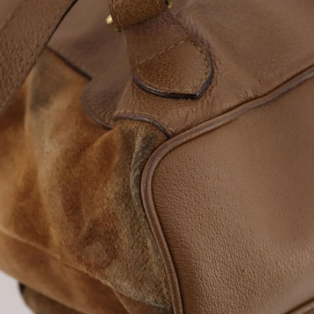 Gucci Vintage Bamboo Backpack Suede And Leather Brown Suede Backpack Bag - Picture 11 of 16